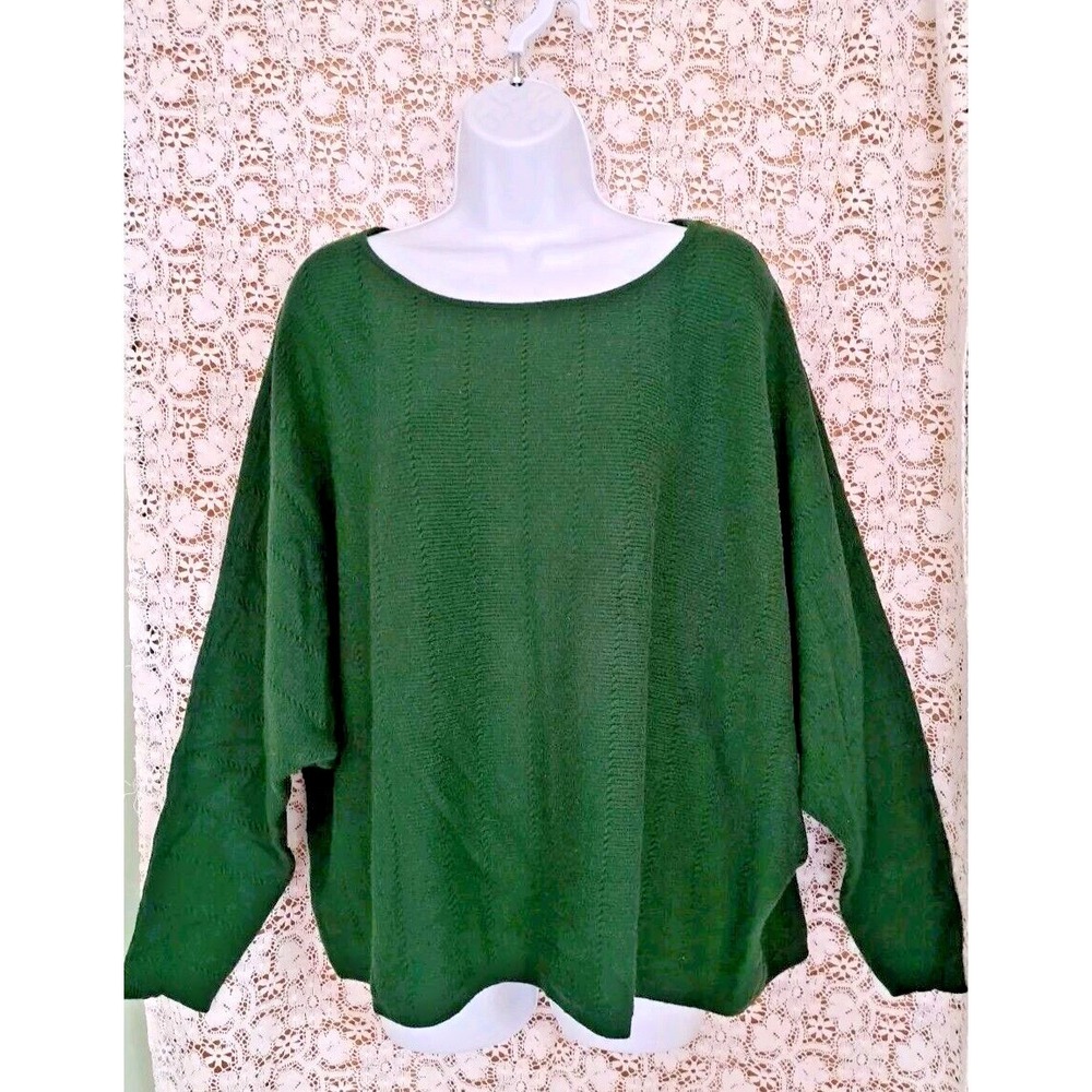 Cyrus Womens‎ 3X Sweater Green Dolman Sleeves Lightweight  Cropped Lagenlook